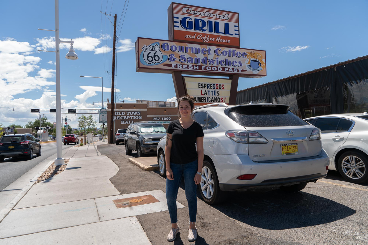 Central Grill and Coffee House is in Albuquerque, home to roughly 550,000 people. Waitress Maya Vigil (pictured) is a student at the nearby University of New Mexico.