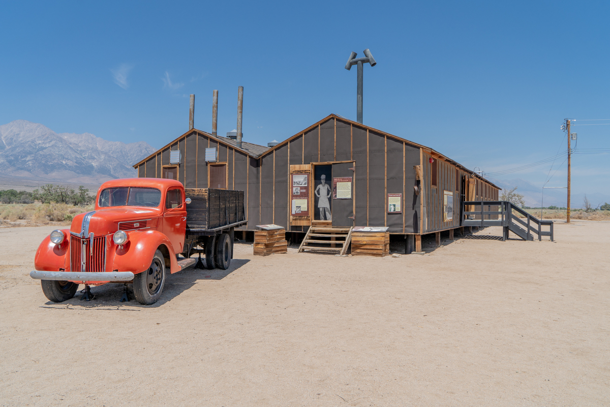 The restored mess halls, moved to Manzanar National Historic Site in late 2002, are the same as those used by Japanese-Americans interned at Manzanar during World War II. 