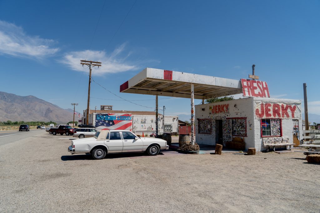 The first of Gus's Really Good Fresh Jerky stores in Olancha, California started in an old gas station in 1996. (Lenny Martinez/News21)