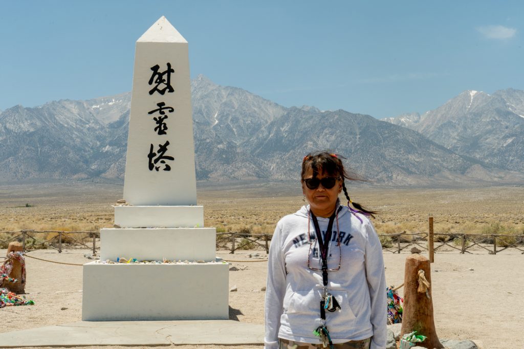 Mina Monden visited the Manzanar Historic Site with her nephews, who were traveling from Japan. (Lenny Martinez/News21)