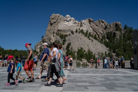 Built over a 14 year period, Mount Rushmore features 60-foot tall sculptures of presidents George Washington, Thomas Jefferson, Theodore Roosevelt and Abraham Lincoln. It attracts more than two million visitors every year to Keystone, South Dakota. (Lenny Martinez Dominguez/News21)