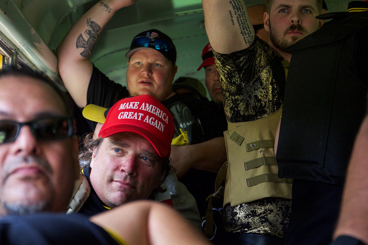 The Proud Boys claim they are publicly harassed in liberal cities as a result of individuals wearing Make America Great Again merchandise and this is frequently as one of the reasons the Proud Boys feel their freedom of speech rights are being infringed upon. (Rosanna Cooney/News21)