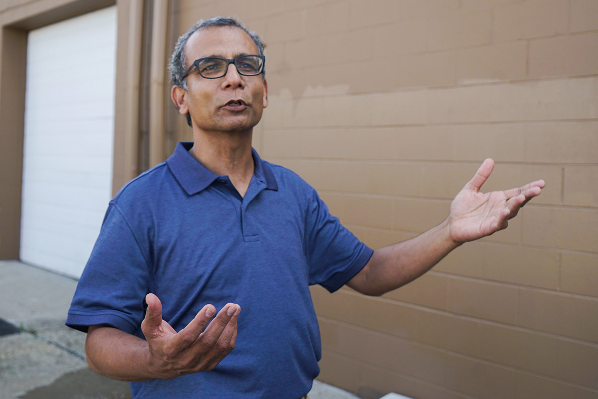 Rajesh Patnaik, who owns a sign and graphics company called Image360, explained what it was like to find "HINDU TRAITORS" and "SATANISTS LIVE HERE" spray-painted on the walls of his business in Indianapolis. A year later, Patnaik, who is Hindu, said he doesn't know what's stopping Indiana legislators from passing a hate crime law. (Carley Lanich/News21)