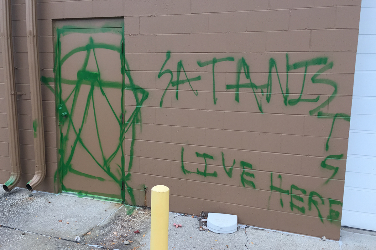 After Image360, an Indianapolis sign and graphics company, was defaced last year, the Center for Interfaith Cooperation in Indianapolis issued a statement condemning the vandalism saying, "an attack on any one of us, is an attack on all of us." (Provided by Rajesh Patnaik)