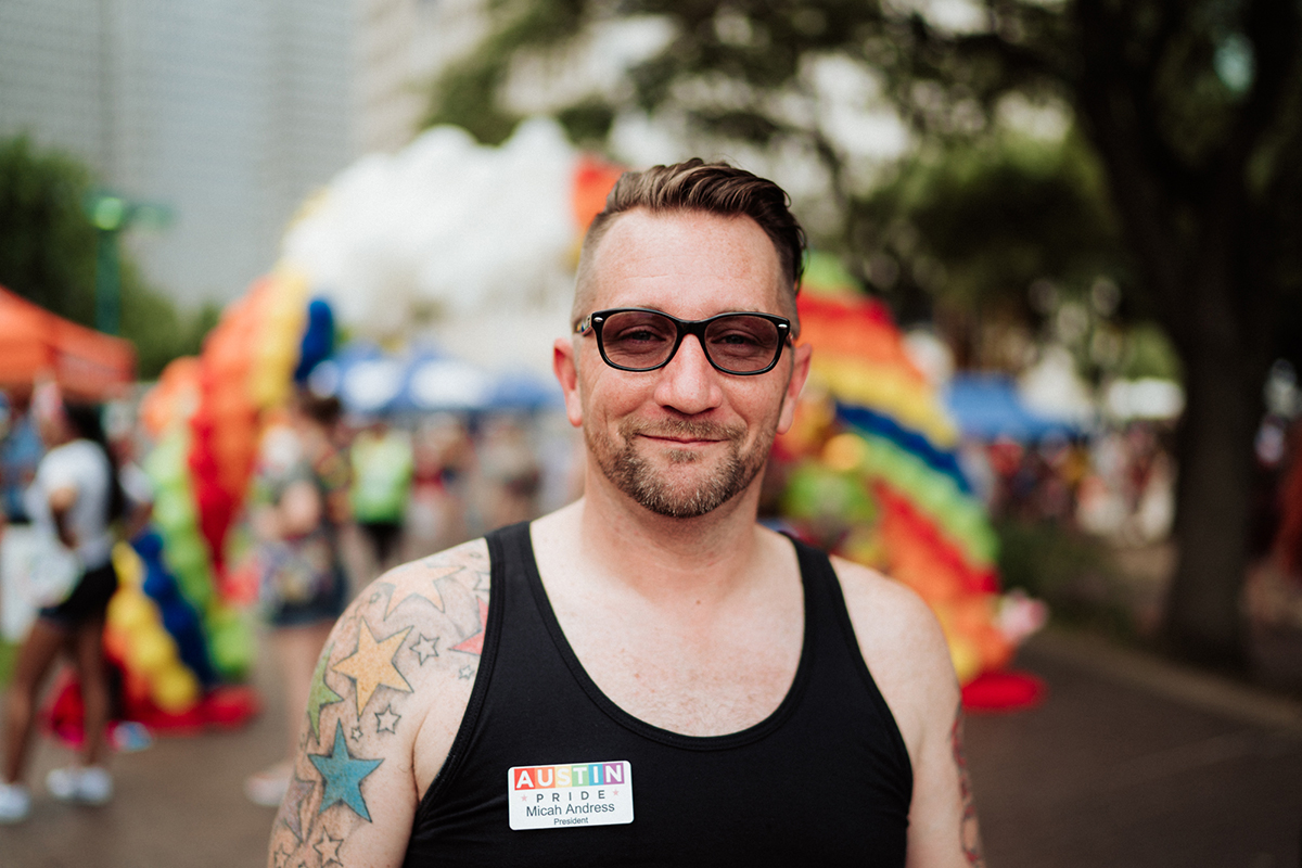 Micah Andress, president of Austin Pride, attends the 2018 Houston Pride Festival in June. He said such events are important in the continued effort for equal treatment for the LGBTQ community. (Megan Ross/News21)
